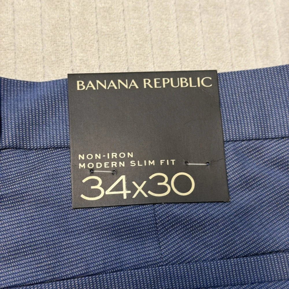 Banana Republic Pants Mens Size 34x30 Blue Non-Iron Modern Slim Fit NWT